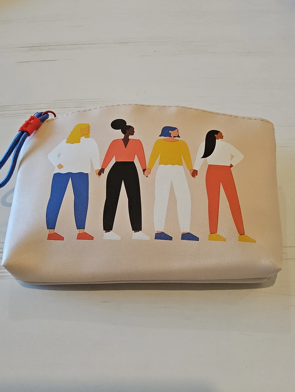 ipsi Beige Illustration Pouch Neutral Everyday Cosmetic Bag